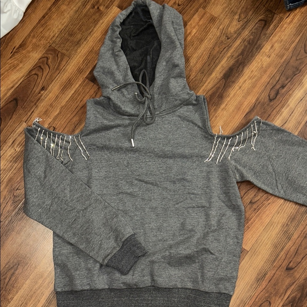 K Jordan Gray Cold Shoulder Hoodie